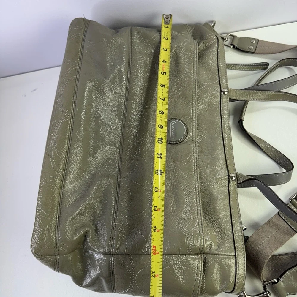Coach Signature Logo Stitched Patent Leather Tote